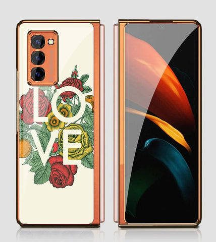 Samsung Galaxy Z Fold 2 5G Cover - Floral Series 2 - Premium Electroplated Infinity Ultra Shine Glass Soft Silicon Borders Case