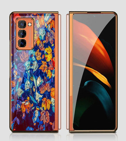 Samsung Galaxy Z Fold 2 5G Cover - Floral Series 2 - Premium Electroplated Infinity Ultra Shine Glass Soft Silicon Borders Case