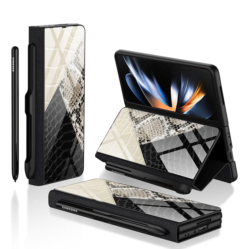 Samsung Galaxy Z Fold 4 5G Cover- Printed Skins Series - HQ Ultra Shine Premium Infinity Glass Soft Silicon Borders Case
