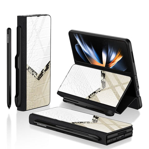 Samsung Galaxy Z Fold 4 5G Cover- Printed Skins Series - HQ Ultra Shine Premium Infinity Glass Soft Silicon Borders Case