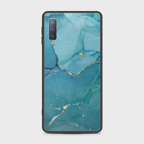 Samsung Galaxy A7 2018 Cover - Mystic Marble Series - HQ Ultra Shine Premium Infinity Glass Soft Silicon Borders Case