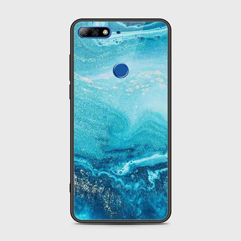 Huawei Y7 2018 Cover - Mystic Marble Series - HQ Ultra Shine Premium Infinity Glass Soft Silicon Borders Case