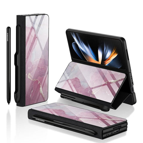 Samsung Galaxy Z Fold 3 5G Cover- Mystic Marble Series - HQ Ultra Shine Premium Infinity Glass Soft Silicon Borders Case