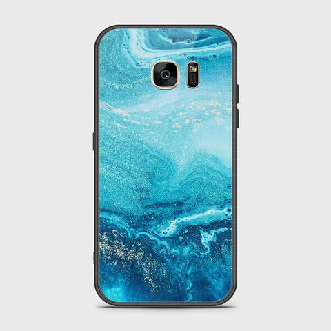 Samsung Galaxy S7 Cover- Mystic Marble Series - HQ Ultra Shine Premium Infinity Glass Soft Silicon Borders Case