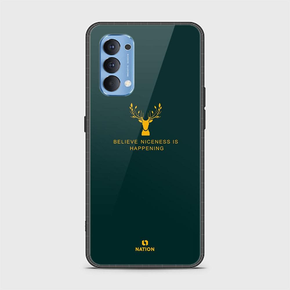 Oppo Reno 4 Cover - Nice Series - D25 - HQ Ultra Shine Premium Infinity Glass Soft Silicon Borders Case ( Fast Delivery )