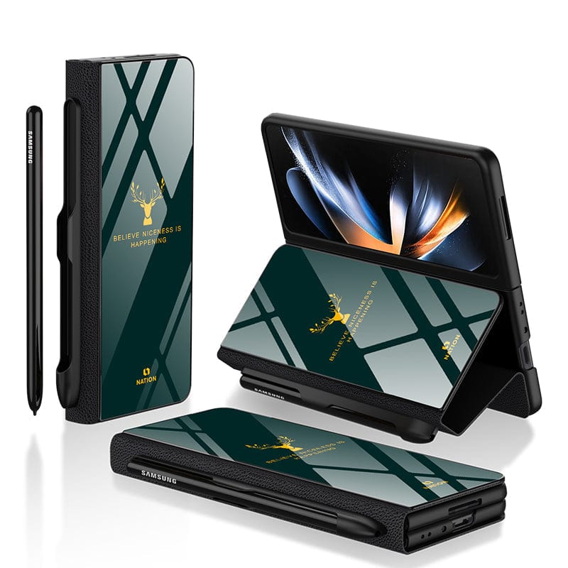 Samsung Galaxy Z Fold 3 5G Cover- Nice Series - HQ Ultra Shine Premium Infinity Glass Soft Silicon Borders Case