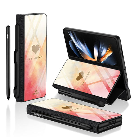 Samsung Galaxy Z Fold 3 5G Cover- Onation Heart Series - HQ Ultra Shine Premium Infinity Glass Soft Silicon Borders Case