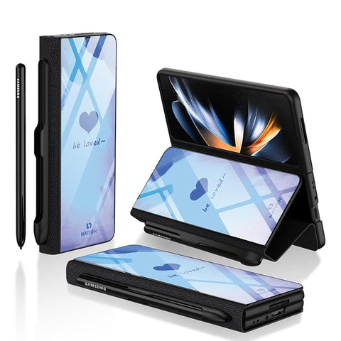 Samsung Galaxy Z Fold 3 5G Cover- Onation Heart Series - HQ Ultra Shine Premium Infinity Glass Soft Silicon Borders Case