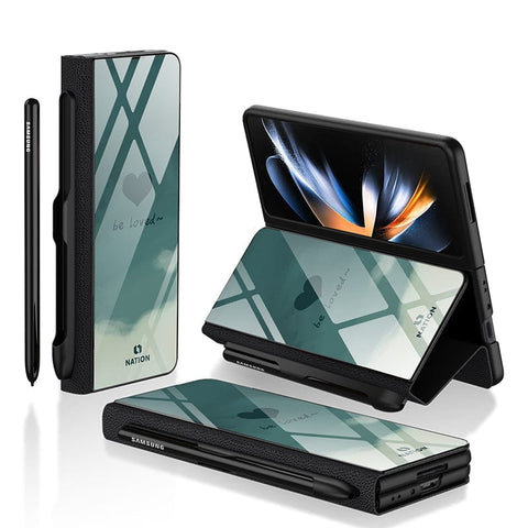 Samsung Galaxy Z Fold 3 5G Cover- Onation Heart Series - HQ Ultra Shine Premium Infinity Glass Soft Silicon Borders Case