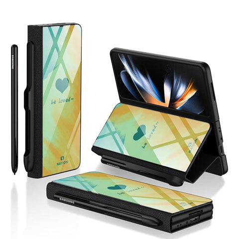 Samsung Galaxy Z Fold 3 5G Cover- Onation Heart Series - HQ Ultra Shine Premium Infinity Glass Soft Silicon Borders Case