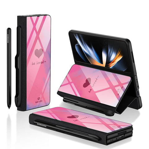 Samsung Galaxy Z Fold 3 5G Cover- Onation Heart Series - HQ Ultra Shine Premium Infinity Glass Soft Silicon Borders Case