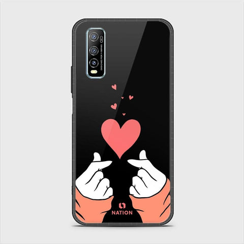 Vivo Y70s Cover - ONation Heart Series - HQ Ultra Shine Premium Infinity Glass Soft Silicon Borders Case