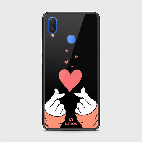 Huawei Y7 (2019) Cover - ONation Heart Series - HQ Ultra Shine Premium Infinity Glass Soft Silicon Borders Case