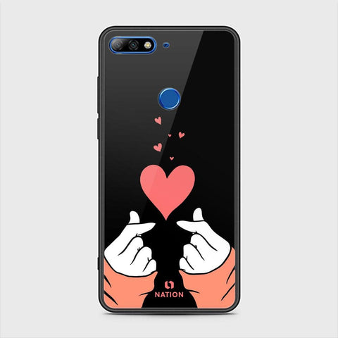 Huawei Y7 2018 Cover - ONation Heart Series - HQ Ultra Shine Premium Infinity Glass Soft Silicon Borders Case