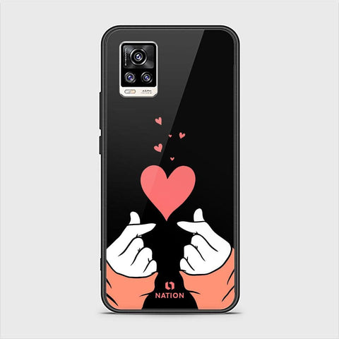 Vivo V20 Cover - ONation Heart Series - HQ Ultra Shine Premium Infinity Glass Soft Silicon Borders Case