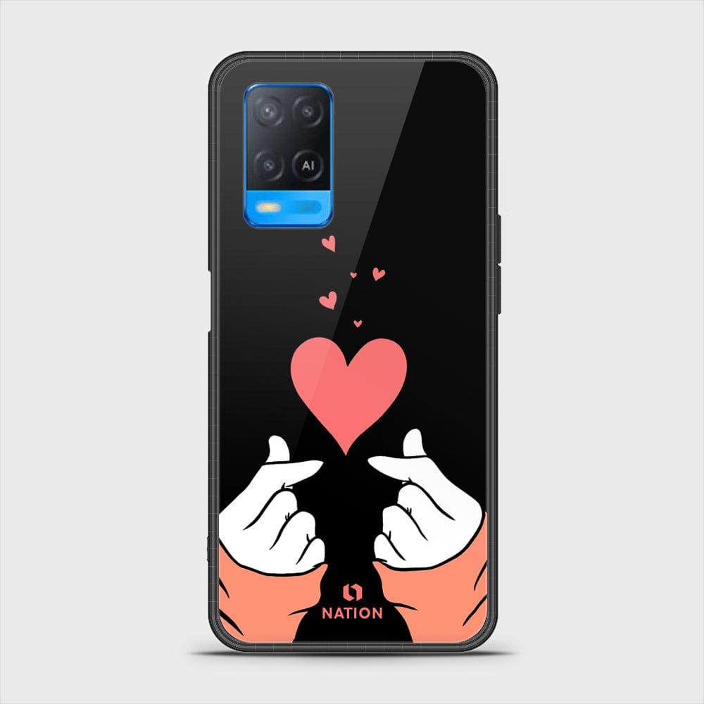 Oppo A54 4G Cover- Onation Heart Series - HQ Ultra Shine Premium Infinity Glass Soft Silicon Borders Case (Fast Delivery)