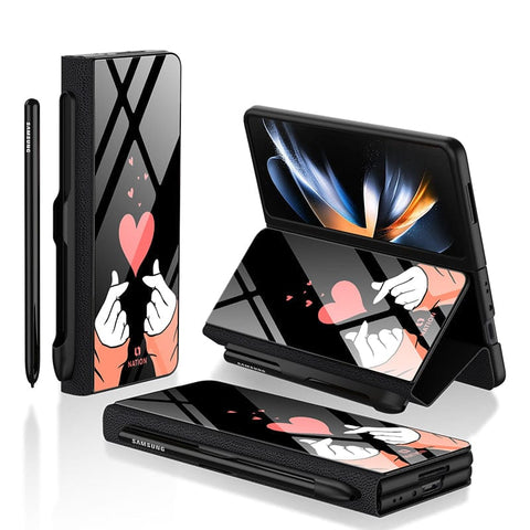 Samsung Galaxy Z Fold 3 5G Cover- Onation Heart Series - HQ Ultra Shine Premium Infinity Glass Soft Silicon Borders Case