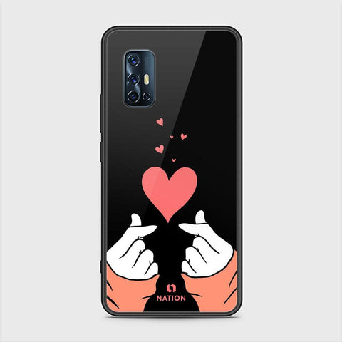 Vivo V17 Cover - ONation Heart Series - HQ Ultra Shine Premium Infinity Glass Soft Silicon Borders Case