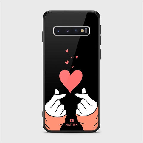 Samsung Galaxy S10 Cover - ONation Heart Series - HQ Ultra Shine Premium Infinity Glass Soft Silicon Borders Case