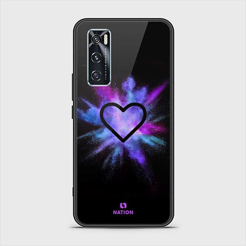 Vivo V20 SE Cover - ONation Heart Series - HQ Ultra Shine Premium Infinity Glass Soft Silicon Borders Case