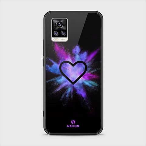 Vivo V20 Cover - ONation Heart Series - HQ Ultra Shine Premium Infinity Glass Soft Silicon Borders Case