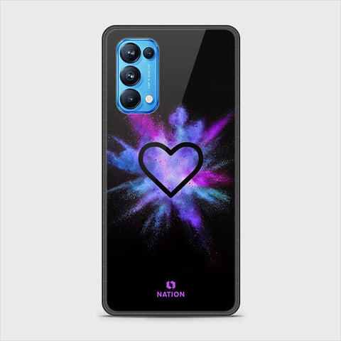 Oppo Reno 5 Pro 5G Cover - Onation Heart Series - HQ Ultra Shine Premium Infinity Glass Soft Silicon Borders Case