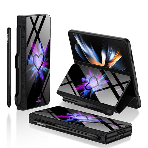 Samsung Galaxy Z Fold 3 5G Cover- Onation Heart Series - HQ Ultra Shine Premium Infinity Glass Soft Silicon Borders Case