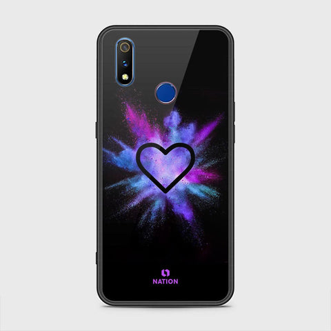 Realme 3 Cover - Onation Heart Series - HQ Ultra Shine Premium Infinity Glass Soft Silicon Borders Case