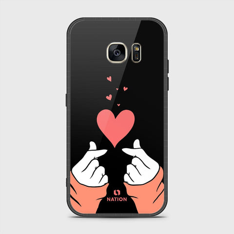 Samsung Galaxy S7 Cover- Onation Heart Series - HQ Ultra Shine Premium Infinity Glass Soft Silicon Borders Case