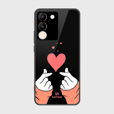 vivo V29e Cover- Onation Heart Series - HQ Ultra Shine Premium Infinity Glass Soft Silicon Borders Case