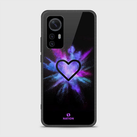 Xiaomi 12 Cover- Onation Heart Series - HQ Ultra Shine Premium Infinity Glass Soft Silicon Borders Case