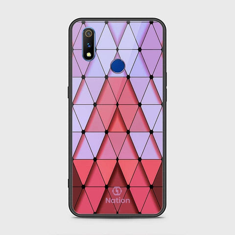 Realme 3 Cover - ONation Pyramid Series - HQ Ultra Shine Premium Infinity Glass Soft Silicon Borders Case