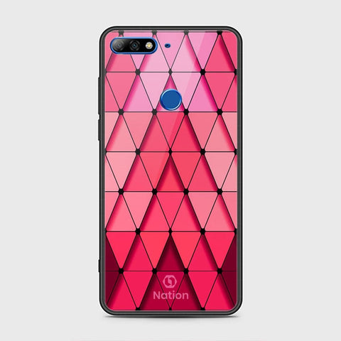 Huawei Y7 2018 Cover - ONation Pyramid Series - HQ Ultra Shine Premium Infinity Glass Soft Silicon Borders Case