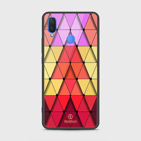 Huawei Y9 2019 Cover - ONation Pyramid Series - HQ Ultra Shine Premium Infinity Glass Soft Silicon Borders Case