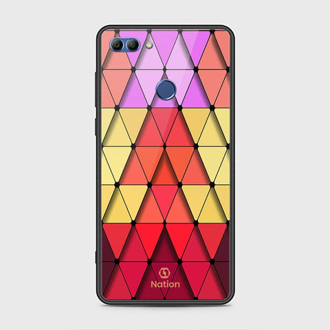 Huawei Y9 2018 Cover - ONation Pyramid Series - HQ Ultra Shine Premium Infinity Glass Soft Silicon Borders Case