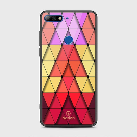 Huawei Y7 Prime 2018 Cover - ONation Pyramid Series - HQ Ultra Shine Premium Infinity Glass Soft Silicon Borders Case