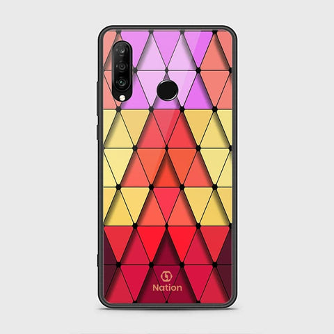 Huawei P30 lite Cover - ONation Pyramid Series - HQ Ultra Shine Premium Infinity Glass Soft Silicon Borders Case