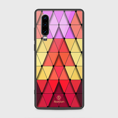 Huawei P30 Cover - ONation Pyramid Series - HQ Ultra Shine Premium Infinity Glass Soft Silicon Borders Case