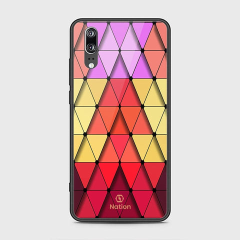 Huawei P20 Cover - ONation Pyramid Series - HQ Ultra Shine Premium Infinity Glass Soft Silicon Borders Case