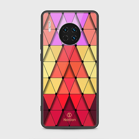 Huawei Mate 30 Cover - ONation Pyramid Series - HQ Ultra Shine Premium Infinity Glass Soft Silicon Borders Case