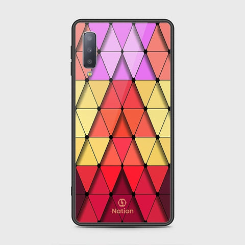 Samsung Galaxy A7 2018 Cover - Onation Pyramid Series - HQ Ultra Shine Premium Infinity Glass Soft Silicon Borders Case