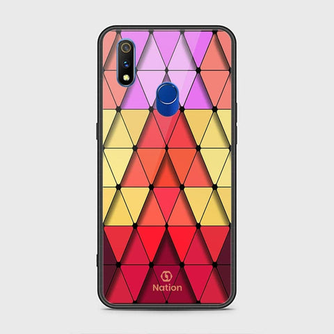 Realme 3 Pro Cover - ONation Pyramid Series - HQ Ultra Shine Premium Infinity Glass Soft Silicon Borders Case