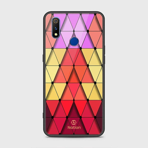 Realme 3 Cover - ONation Pyramid Series - HQ Ultra Shine Premium Infinity Glass Soft Silicon Borders Case