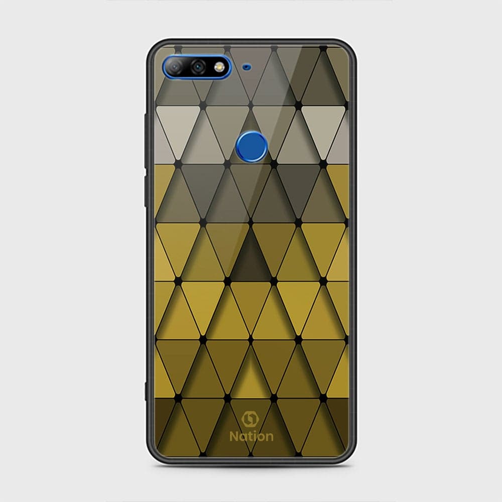 Huawei Y7 2018 Cover - ONation Pyramid Series - HQ Ultra Shine Premium Infinity Glass Soft Silicon Borders Case