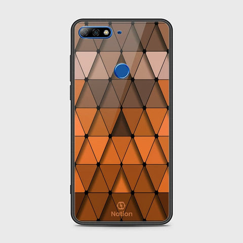 Huawei Y7 2018 Cover - ONation Pyramid Series - HQ Ultra Shine Premium Infinity Glass Soft Silicon Borders Case