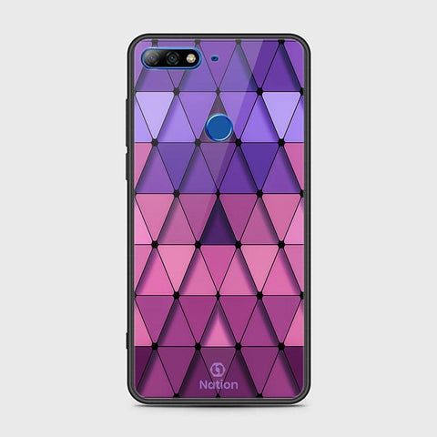 Huawei Y7 2018 Cover - ONation Pyramid Series - HQ Ultra Shine Premium Infinity Glass Soft Silicon Borders Case