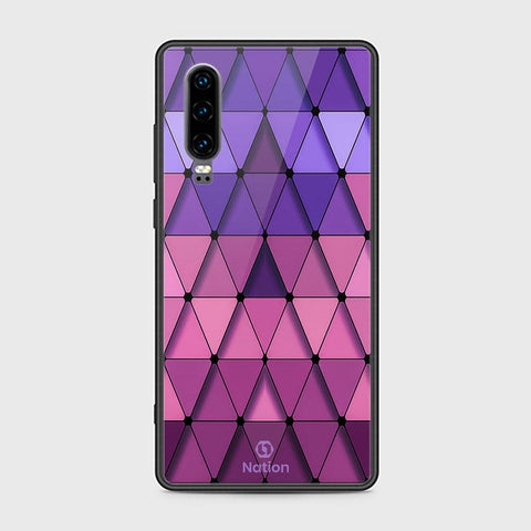 Huawei P30 Cover - ONation Pyramid Series - HQ Ultra Shine Premium Infinity Glass Soft Silicon Borders Case