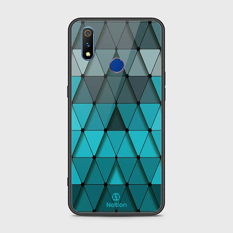 Realme 3 Cover - ONation Pyramid Series - HQ Ultra Shine Premium Infinity Glass Soft Silicon Borders Case