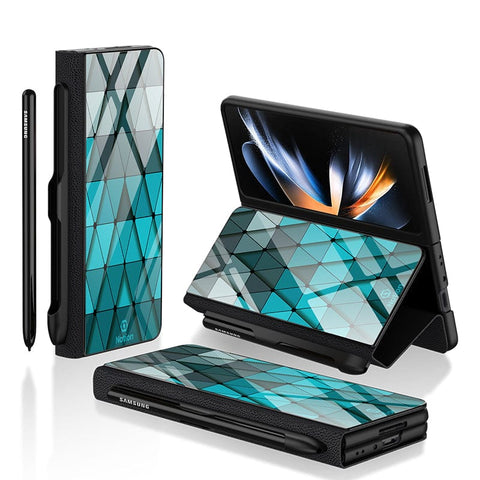 Samsung Galaxy Z Fold 3 5G Cover- Onation Pyramid Series - HQ Ultra Shine Premium Infinity Glass Soft Silicon Borders Case