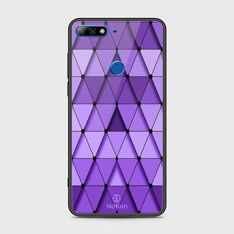 Huawei Y7 2018 Cover - ONation Pyramid Series - HQ Ultra Shine Premium Infinity Glass Soft Silicon Borders Case